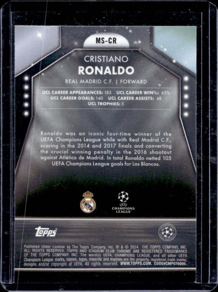 2023-24 Topps Stadium Club Chrome UEFA Cristiano Ronaldo Main Stage #MS-CR (A) view 2