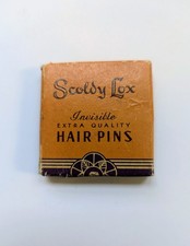 Vintage Scoldy Lox Hair Pins WWII Save Hairpins Full Packet Black 1 " Art Deco