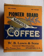 Antique Pioneer Brand Roasted Coffee Cardboard Box 