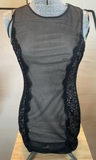 GUESS Black Lace Bodycon Dress Mesh Panels Sleeveless Party Cocktail Mini Size 6