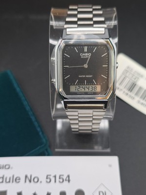 Casio AQ-230A-1D 30M WR Alarm Dual Time Stopwatch Stainless Steel Bracelet Date