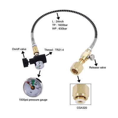 #ad Refill Adapter with Hose and Pressure Gauge for Soda Maker Cylinder Connector $49.98