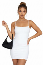 Windsor White Bodycon Mini Dress Small New Spring 90s Soft Stretch Bridal Summer