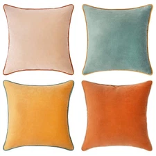 Decorative Throw Pillow Covers Cushion Cases, Set of 4 Soft Velvet Modern Dou...