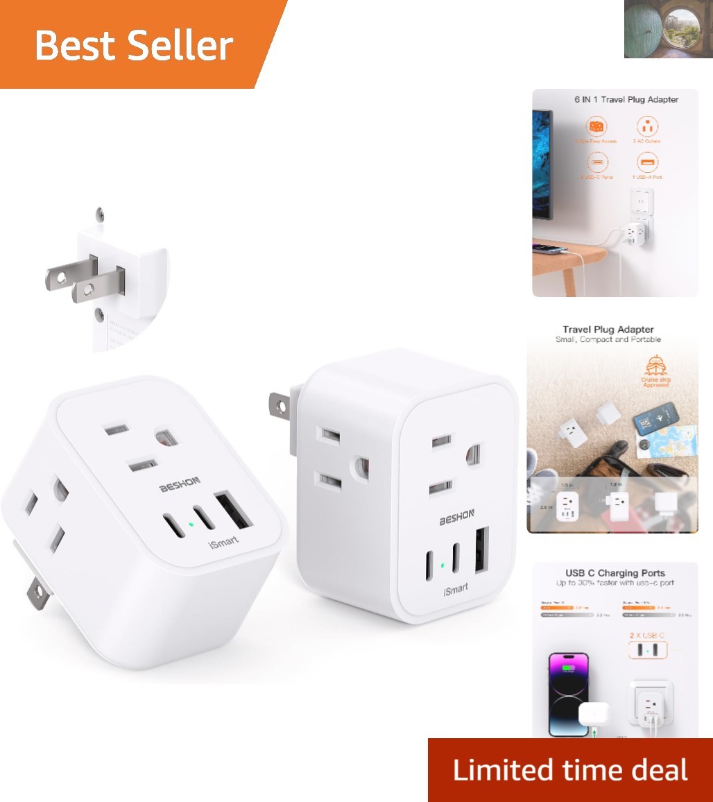 Adaptador de corriente ligero 6 en 1 para Japón y más allá - Ideal para viajeros