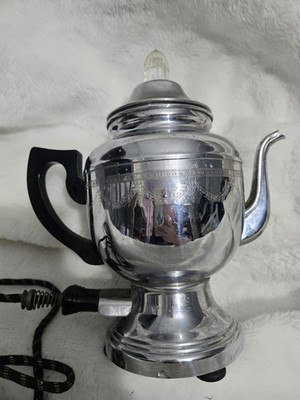Vintage Faberware Etched Percolator w/Cord Works Intermittently 