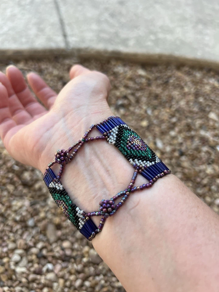 Pulsera hecha a mano con cuentas azteca del suroeste festival boho joyería artesanal Foto 3 de 4
