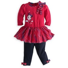 DISNEY STORE MINNIE HOLIDAY DRESS  LEGGINGS SIZE 3 YRS NWT BOW TULLE LAYERS