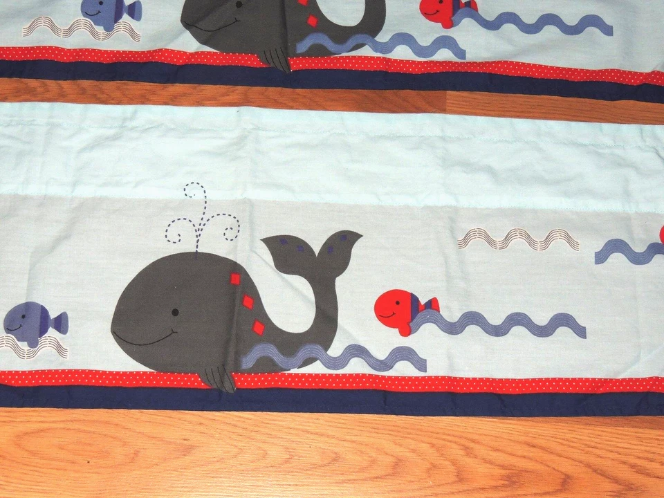 BEDTIME ORIGINALS 2 CENEFAS BALLENAS PECES AZUL ROJO GRIS CORDEROS E HIEDRA 10,5x54" Foto 2 de 2