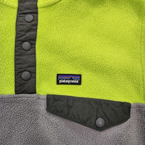 Patagonia Jacket Kids Large Green Gray Lightweight Synchilla Snap T Pullover - Picture 3 of 14