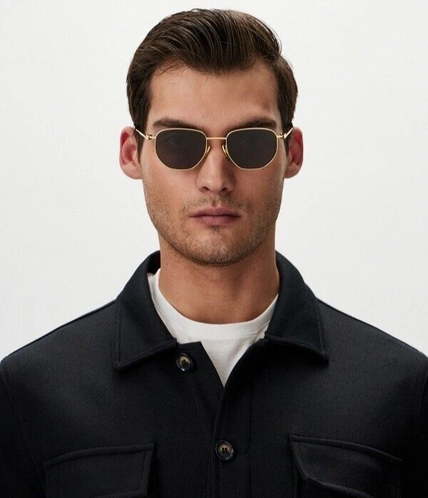 Bottega Veneta Men Sunglasses Gold Grey Split Panthos 