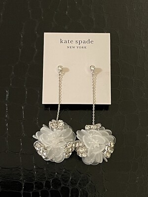 Kate Spade New York Blossom Silver Crystal Earrings NWT