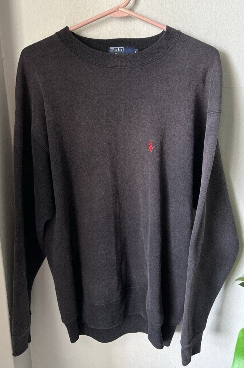 Polo Ralph Lauren Felpa Piccolo Pony Girocollo Blu Uomo Large Made In USA