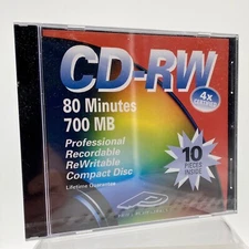 New Prime Peripherals CD-RW Discs 700MB/80min 4x Certified 10/Pack Free Ship