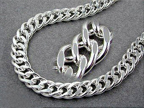 925 REAL SILVER *** Solid Double Tank Chain 6mm, 42-45-50-55-60cm - Picture 1 of 4