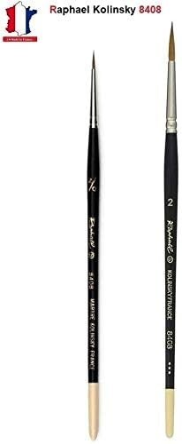 Pinceau Raphael 8408 peinture aquarelle et miniature martre Kolinsky taille 2/0 point de précision