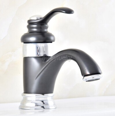 Black Chrome Single Hole Basin Hot/Cold Bathroom Wash Basin Faucet Mixer Tap