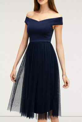 COAST EDEN BARDOT OFF SHOULDER NAVY BLUE TULLE 50'S MIDI DRESS 14 TWICE 149 | eBay UK COAST EDEN BARDOT OFF SHOULDER NAVY BLUE TULLE 50'S MIDI DRESS 14 TWICE 149 | eBay UK
