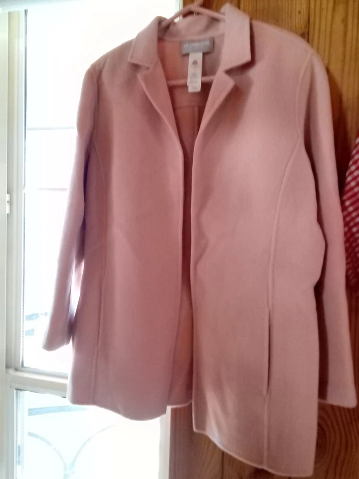 Chaqueta Blazer Liz Claiborne Lana Angora Frente Abierto Talla 16 Rosa 24x29 Foto 2 de 4
