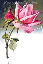 Pink Rose  Bud Quilt Block Multi Sizes Free Shipping