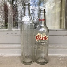 Pair Vintage ACL Soda Bottles Frostie Root Beer Camden NJ & Fanta Nice 60s-70s