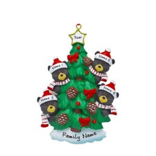 PERSONALIZED Bears in Tree - Family of 4 Christmas Ornament Keepsake Gift