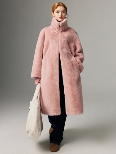 Womens Mink Fur Faux Fur Long Coat Zipper Winter New Young Mink Fur Trench Coat - Picture 5 of 21