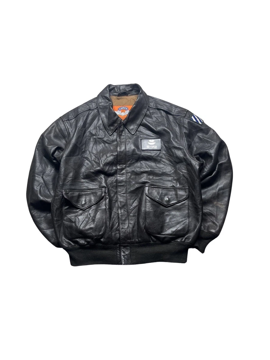 Vintage Cooper Leather A2 Flight Black Bomber Jacket US Air Force 