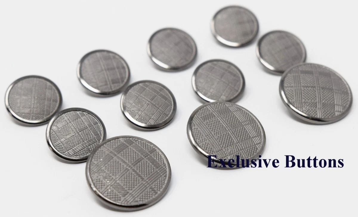 Silver Metal Blazer Buttons Set - Plaid | eBay