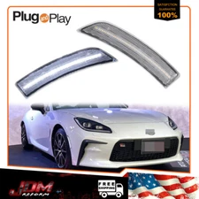 For 2022-up Toyota GR86 Subaru BRZ Full White LED Side Marker Light Fender Clear
