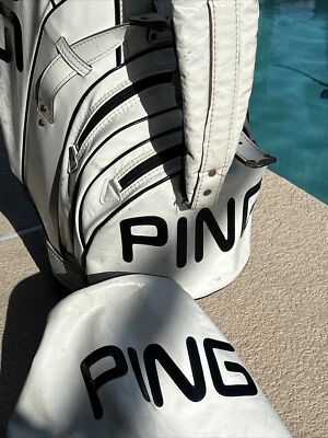 PING Tour Golf Bag Vintage Classic Black Logo Faux White