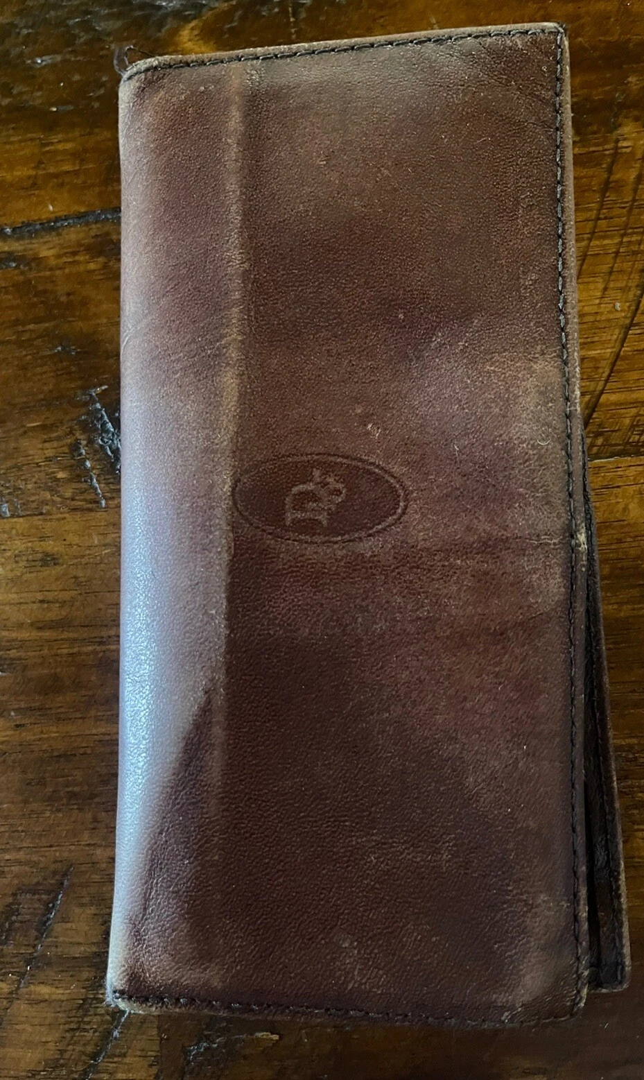 Portefeuille carte de crédit vintage Christian Dior cuir marron bi pli   carnet de chèques d'identité