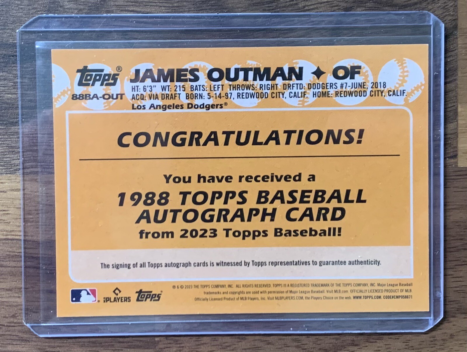 2023 Topps Series 1 1988 Auto 88BAOUT James Outman RC Rookie eBay