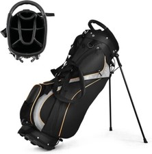 Golf Stand Bag 8 Way Top Divider Lightweight Dual Strap 7 Pockets Black