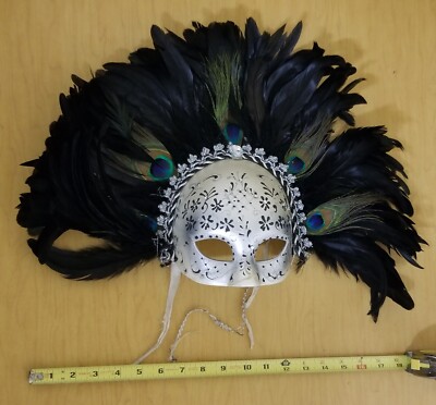 ''Interesting'' and ''Pretty'' Vintage Ancient Temple Shaman Ruin Mask with Feathers
