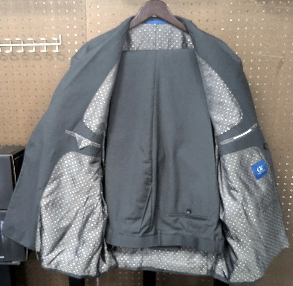 "Traje de hombre Gino Valentino Milano gris Dbl pantalones de pecho 42"" chaqueta 48L" Foto 3 de 3