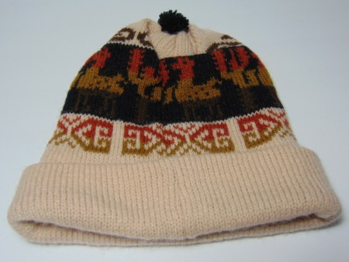 Vintage 1990s OTUZCO PERU LLAMA LLAMAS KNIT WINTER STOCKING CAP HAT HIPSTER - Picture 5 of 11