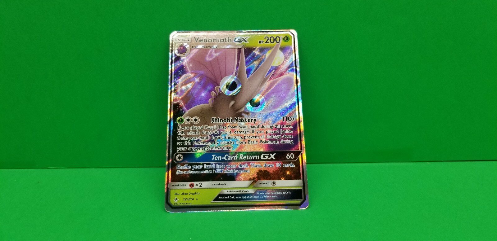 Venomoth GX 12/214 Holo Foil Ultra Rare Pokemon Unbroken Bonds NM/M