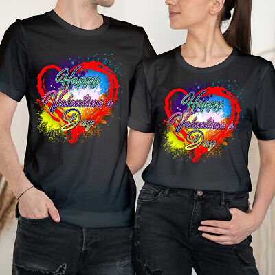 Happy Valentinstag bunte Herz Liebe Ziele Paar passende T-Shirts #VD