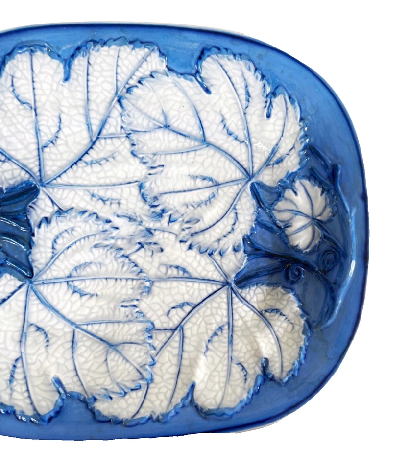 Antigua compota de hojas azules y blancas Thomas Dimmock del siglo XIX perla c1850s Foto 3 de 4