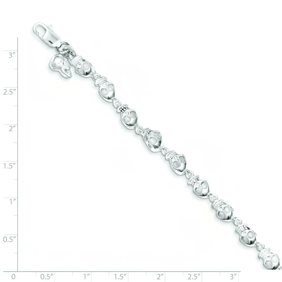 Sterling Silver Skull Fancy Link Bracelet 7" - Изображение 3 из 3