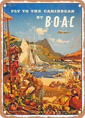 METAL SIGN - 1951 Fly to the Caribbean by BOAC Vintage Ad