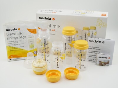 Medela Breast Milk Store Feed Set 1x Calma Teat 4x Bottles 8x