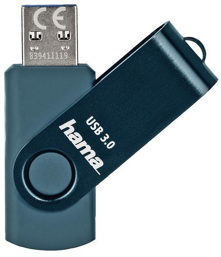 Hama Rotate 256Gb USB Flash Drive USB 3.0 90MB/s Petrol Blue Memory Stick (UK) - Afbeelding 2 van 24