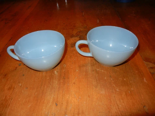 Pair of Vintage Fire King Delphite Blue Milk Glass (Azure) Coffee Cup/Teacup