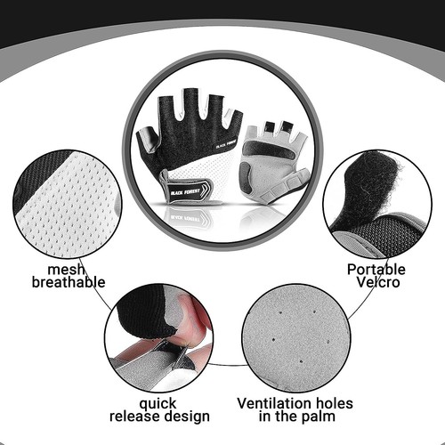 Cycling Gloves for Men Women 5MM Gel Pad Anti-Slip Half Finger Bicycle Gloves US - Picture 4 of 13