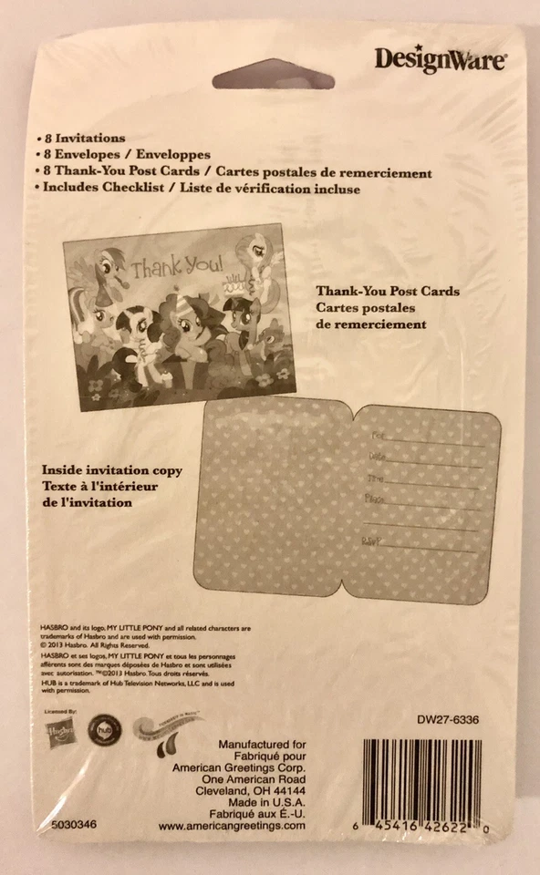 24 - (3 Paquetes) MY LITTLE PONY Estás Invitado Invitaciones y Tarjetas de Gracias ~ Nuevo Foto 3 de 3