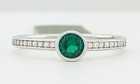LAB CREATED 0.24 Cts EMERALD & WHITE SAPPHIRE RING .925 SILVER - New With Tag — photo 1