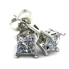 3/4 Ct Tw Square Princess Cut Natural Diamond Stud Earrings in 14K Gold