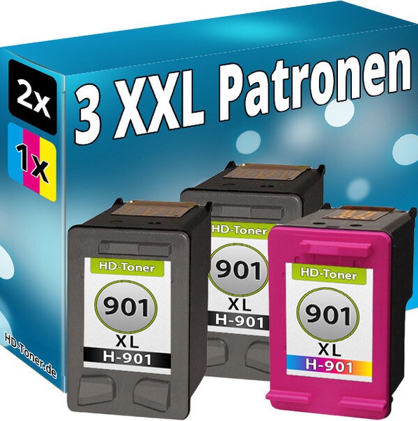 Set 3X Refill Patronen FüR Hp 901 Xl Officejet J4500 J4524 J4535 J4540 J4550-image